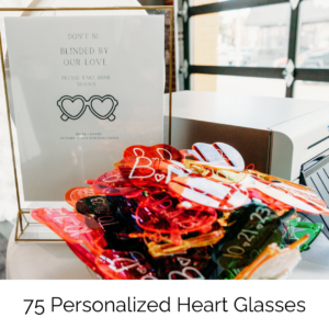 Photo booth addon of 75 Personalized Heart Glasses