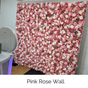 Pink Rose Wall that can be rented as an addon of the photo booth or standalone