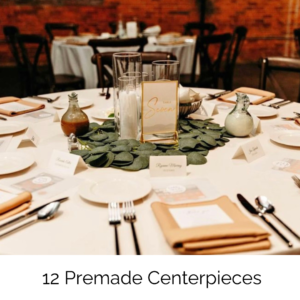Example of premade centerpieces that can be rented for an event
