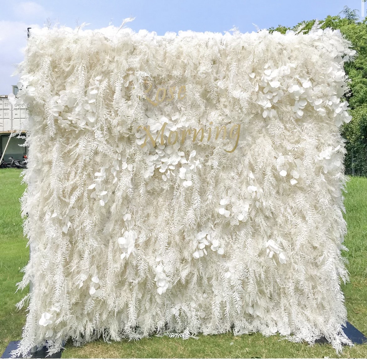 White Pampas and Florals Flower Wall