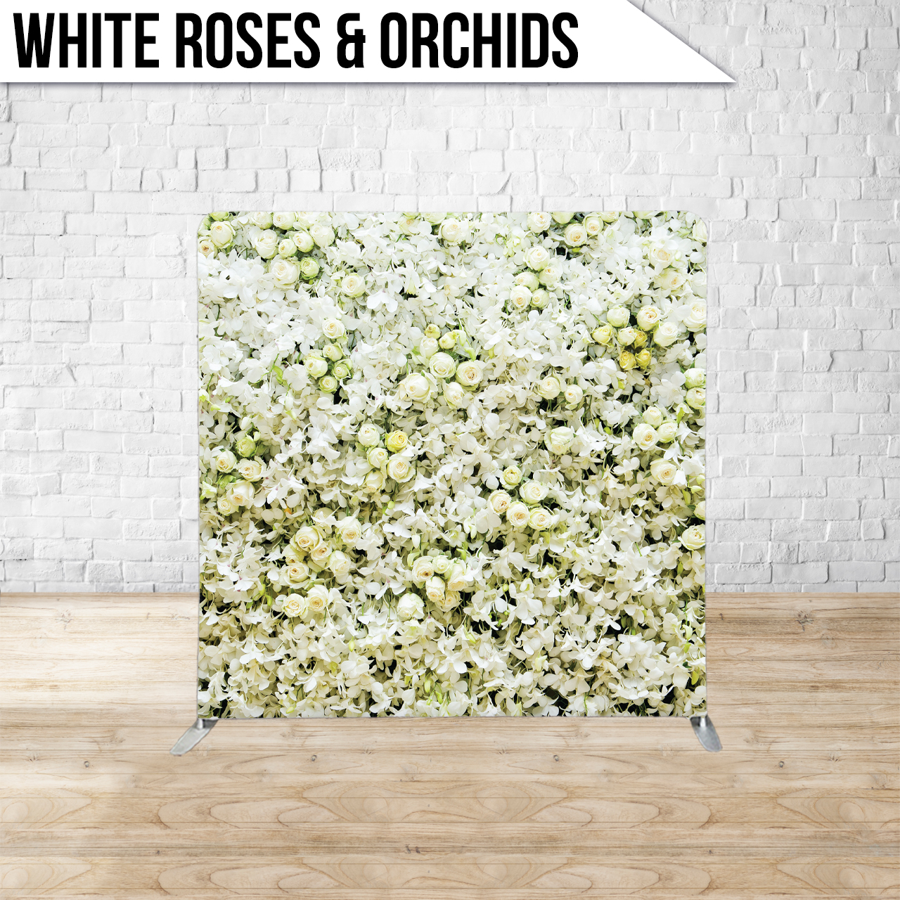 White Roses and Orchids Backdrop